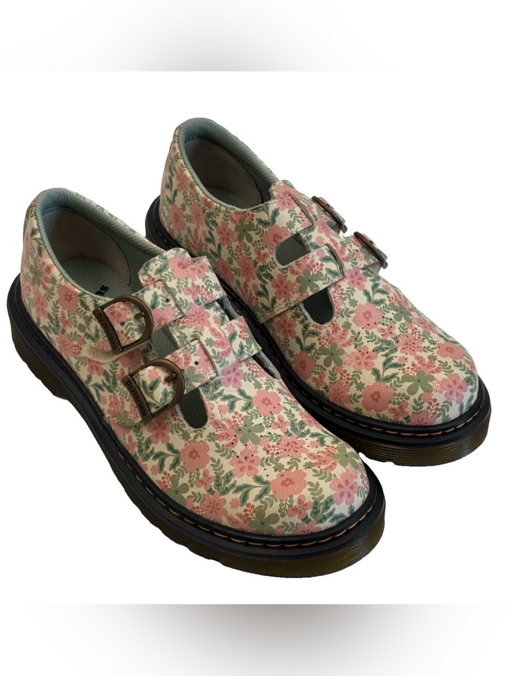 Dr. Martens 8065 J Pink Floral Mary Jane Girls Youth Juniors Dress Shoes US 5
